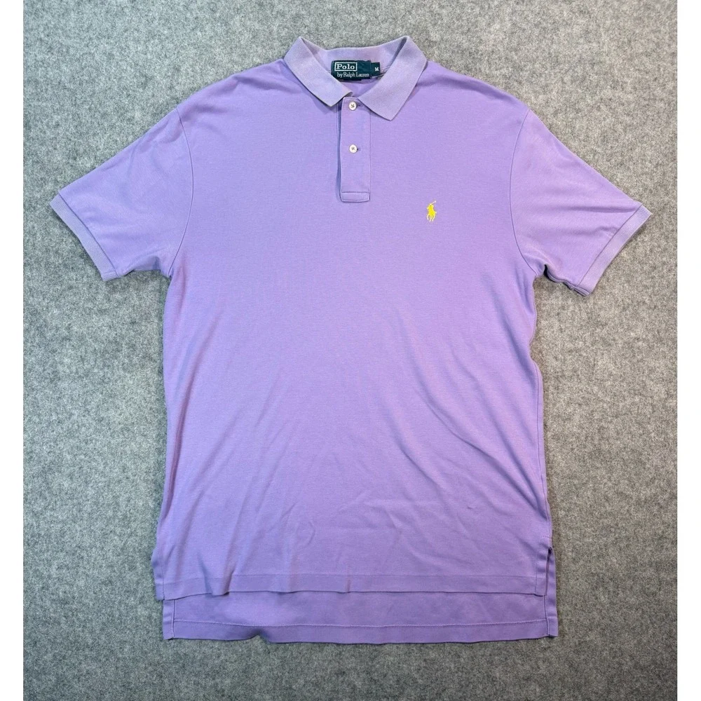 Polo Ralph Lauren Mens Purple Short Sleeve Polo Shirt Yellow Pony Logo Size M